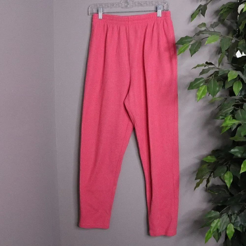 Vintage 80s Coral Pink High Waist Tapered Pants Womens L Elastic Waist
